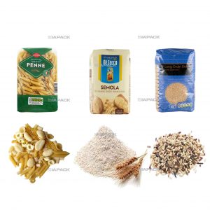 Автоматический пакет с плоским дном, формирующий наполняющую этикеточную упаковку для зерна